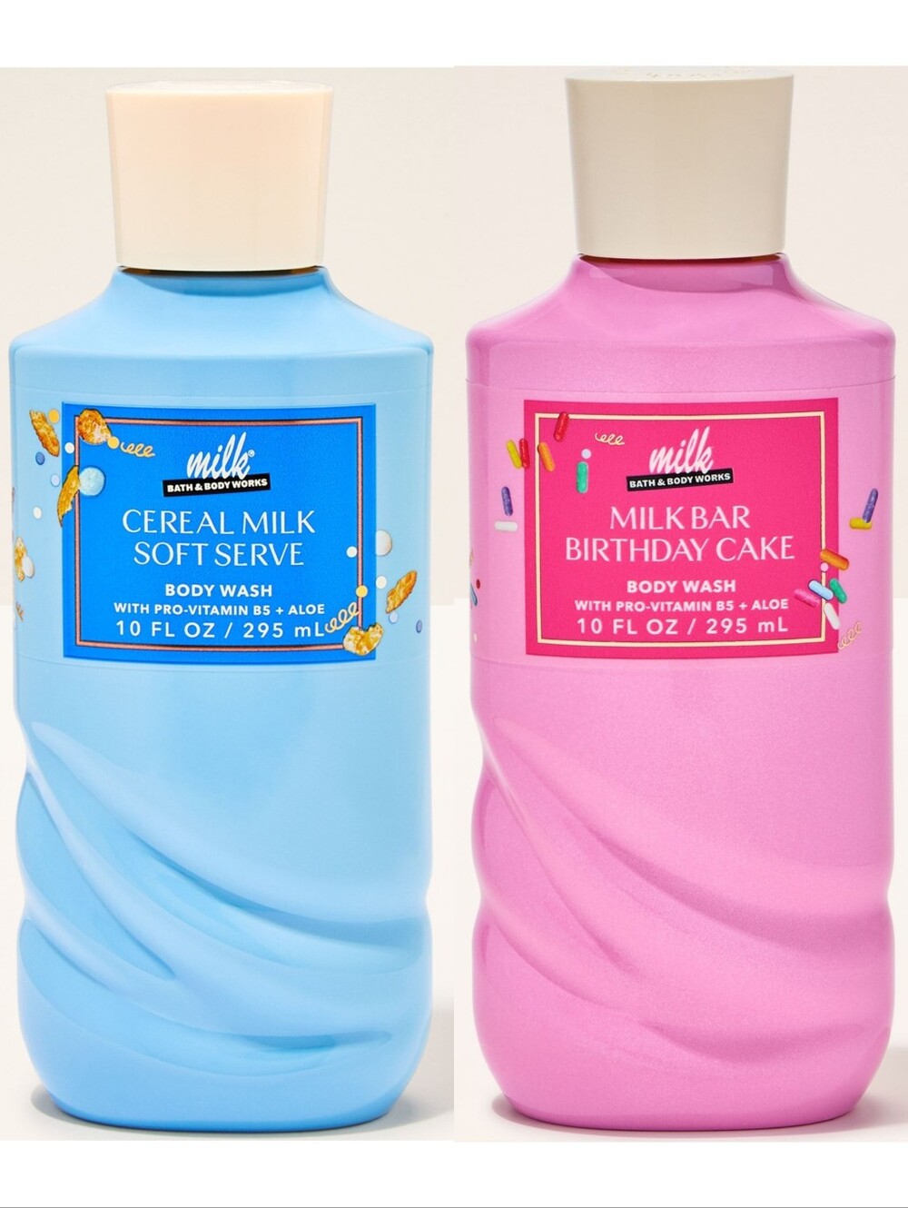 Bath Body Works Bakery Cereal Milk Soft Serve & Birthday Cake Body Wash Set NEW